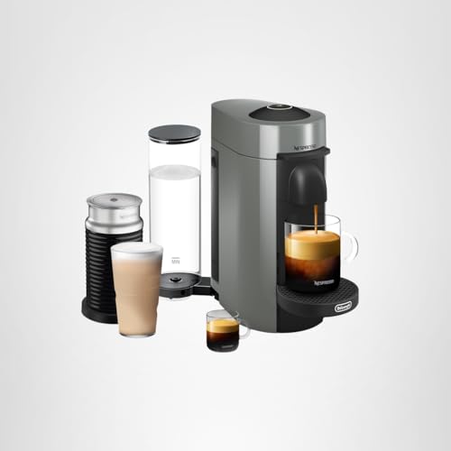 Nespresso VertuoPlus Coffee and Espresso Machine by De'Longhi with Milk Frother, Ink Black