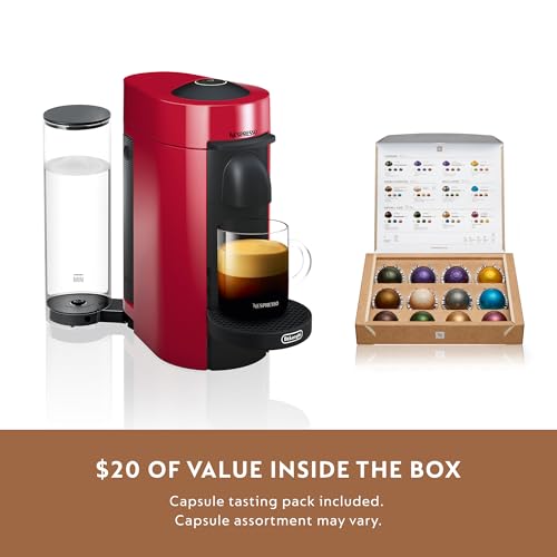 Nespresso VertuoPlus Coffee and Espresso Machine by De'Longhi with Milk Frother, Ink Black