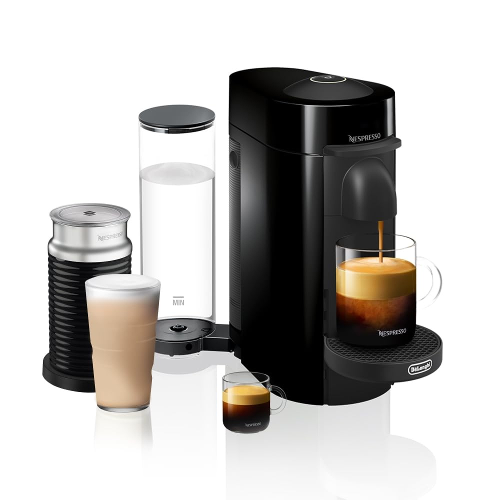 Nespresso VertuoPlus Coffee and Espresso Machine by De'Longhi with Milk Frother, Ink Black