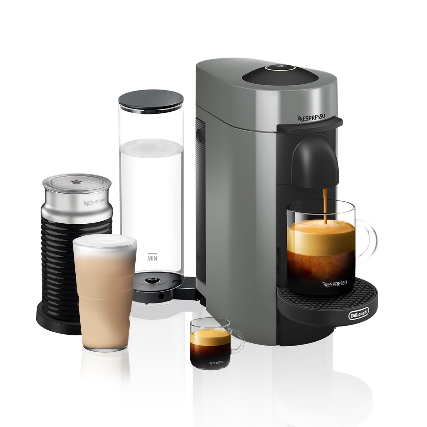 Nespresso VertuoPlus Coffee and Espresso Machine by De'Longhi with Milk Frother, Ink Black