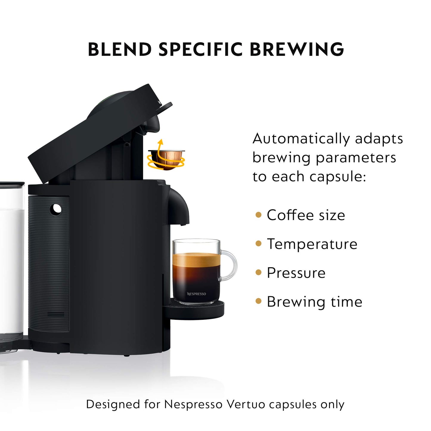Nespresso VertuoPlus Coffee and Espresso Machine by De'Longhi with Milk Frother, Ink Black