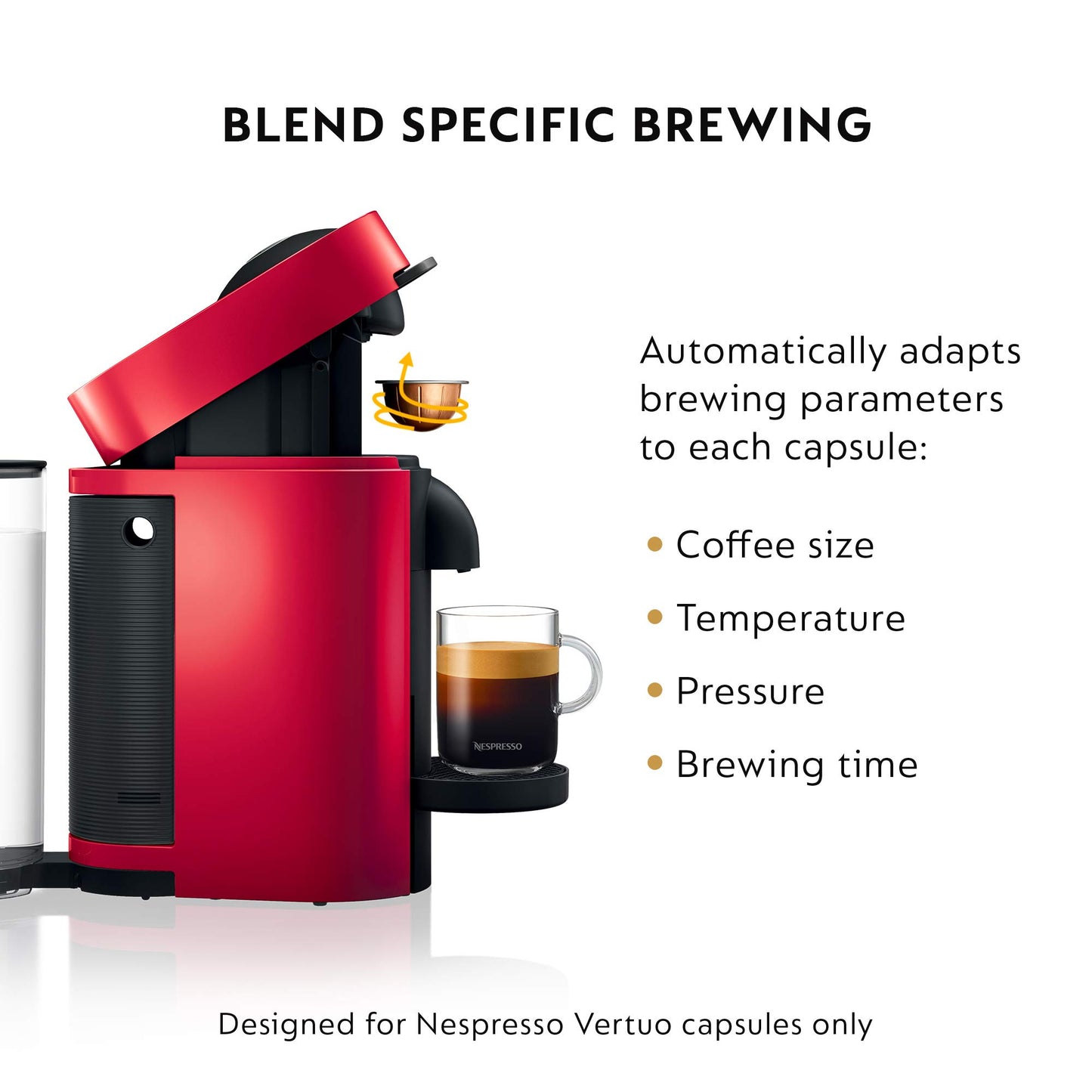 Nespresso VertuoPlus Coffee and Espresso Machine by De'Longhi with Milk Frother, Ink Black