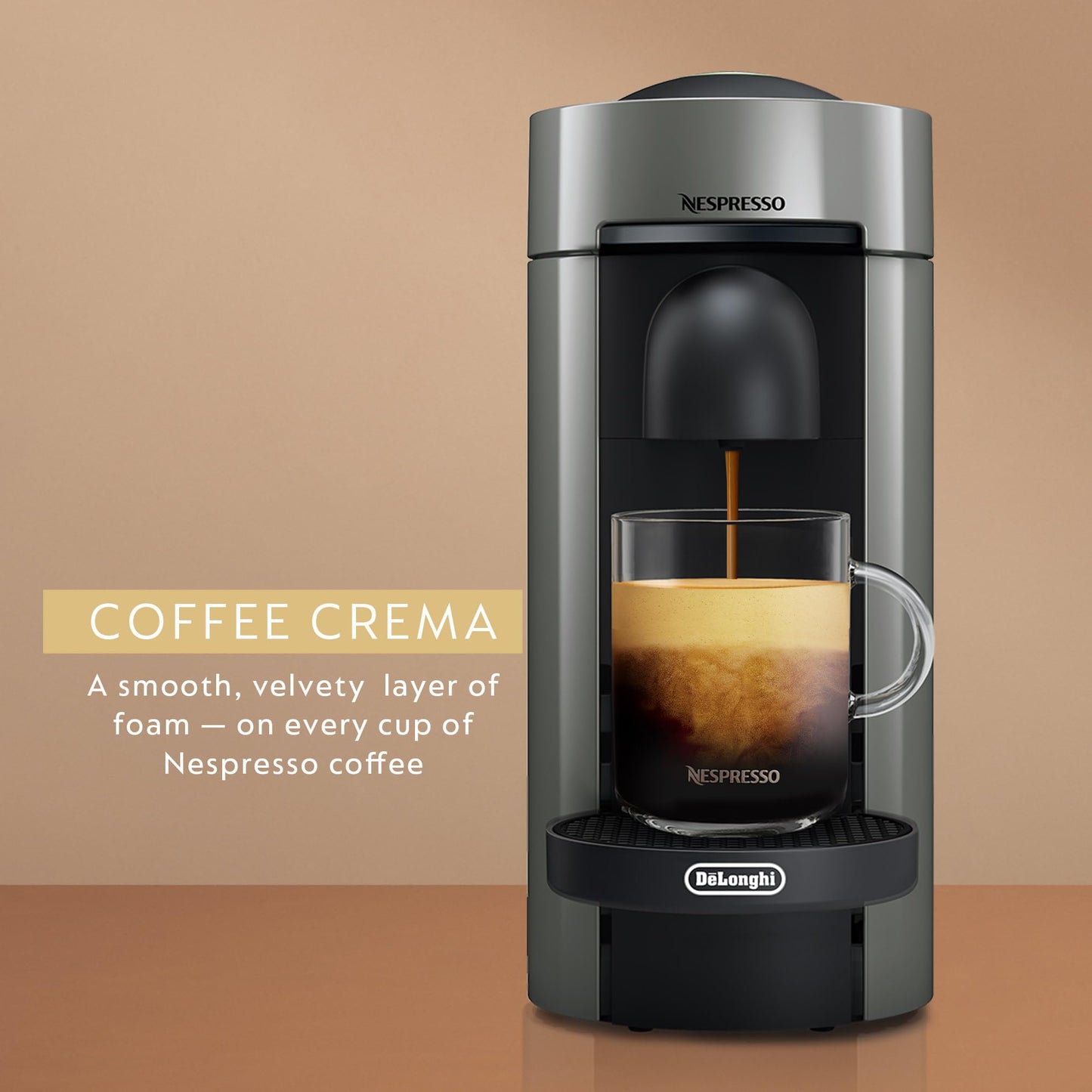 Nespresso VertuoPlus Coffee and Espresso Machine by De'Longhi with Milk Frother, Ink Black